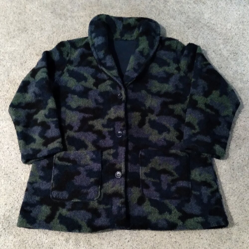 Susan Graver Green and Black Teddy Jacket